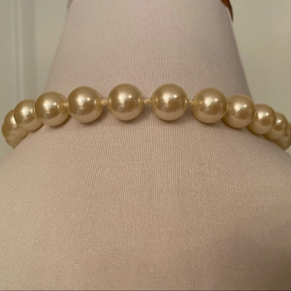SWAROVSKI NECKLACE CHOKER PEARLS GOLD BLACK ENAMEL CRYSTALS 17” STATEMENT